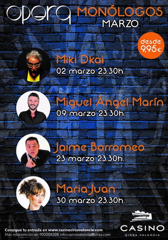 Miki Dkai abre el cartel de monólogos de marzo de la sala Ópera de Casino Cirsa Valencia