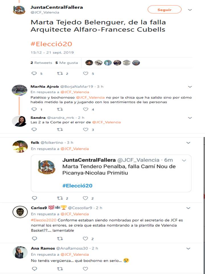 Tremendo error en la Elección a las Cortes de la Fallera Mayor de Valencia 2020