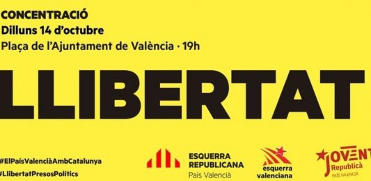 Concentración en Valencia en apoyo al Procés y a los políticos presos