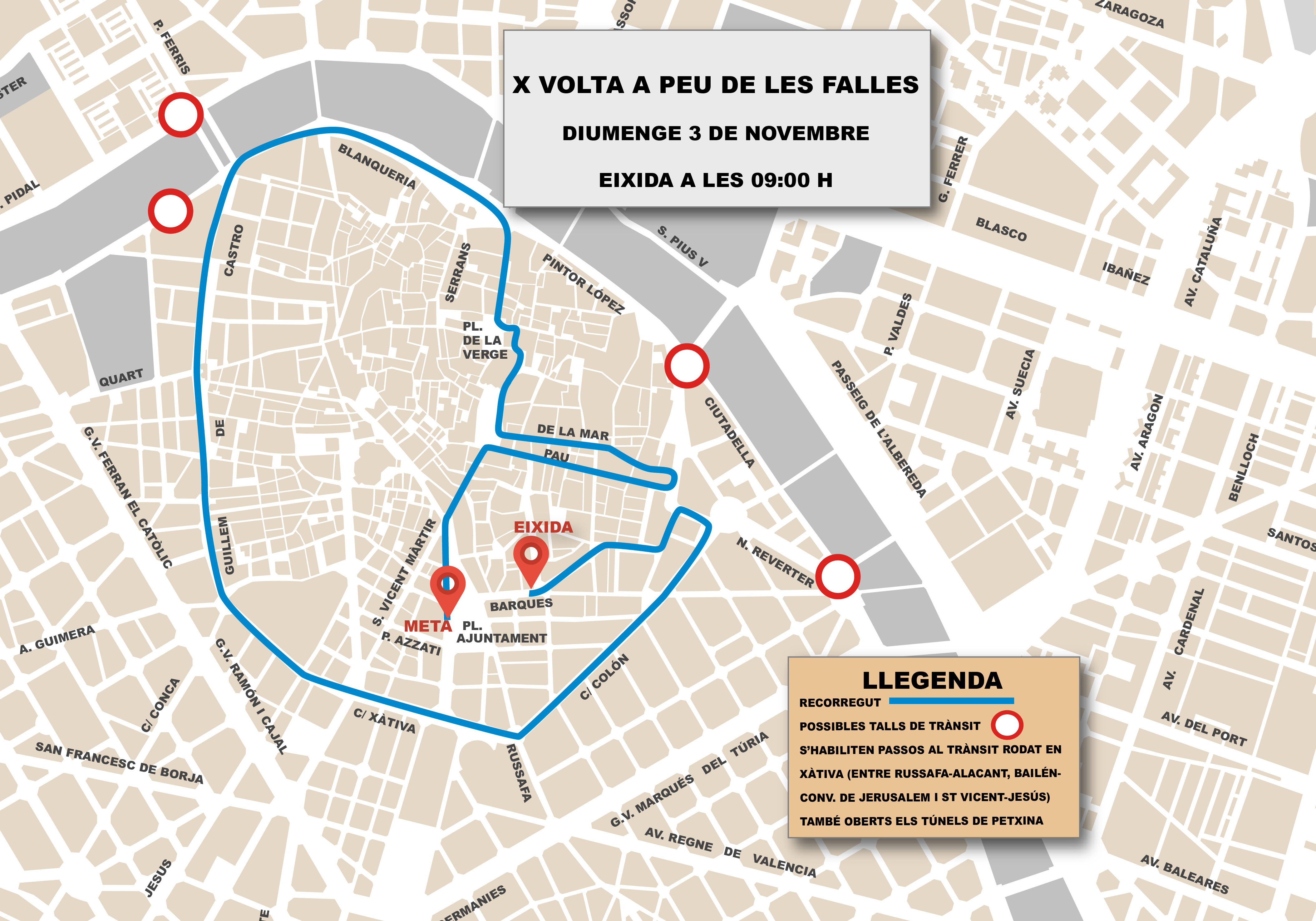 X Volta a Peu de les Falles que se celebra hoy en el centro