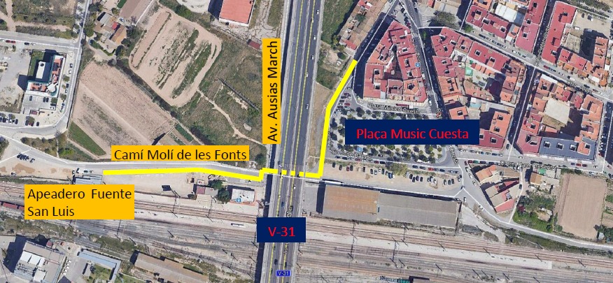 El Ayuntamiento por fin unirá el apeadero de Renfe Fuente San Luís con el barrio de la Fonteta