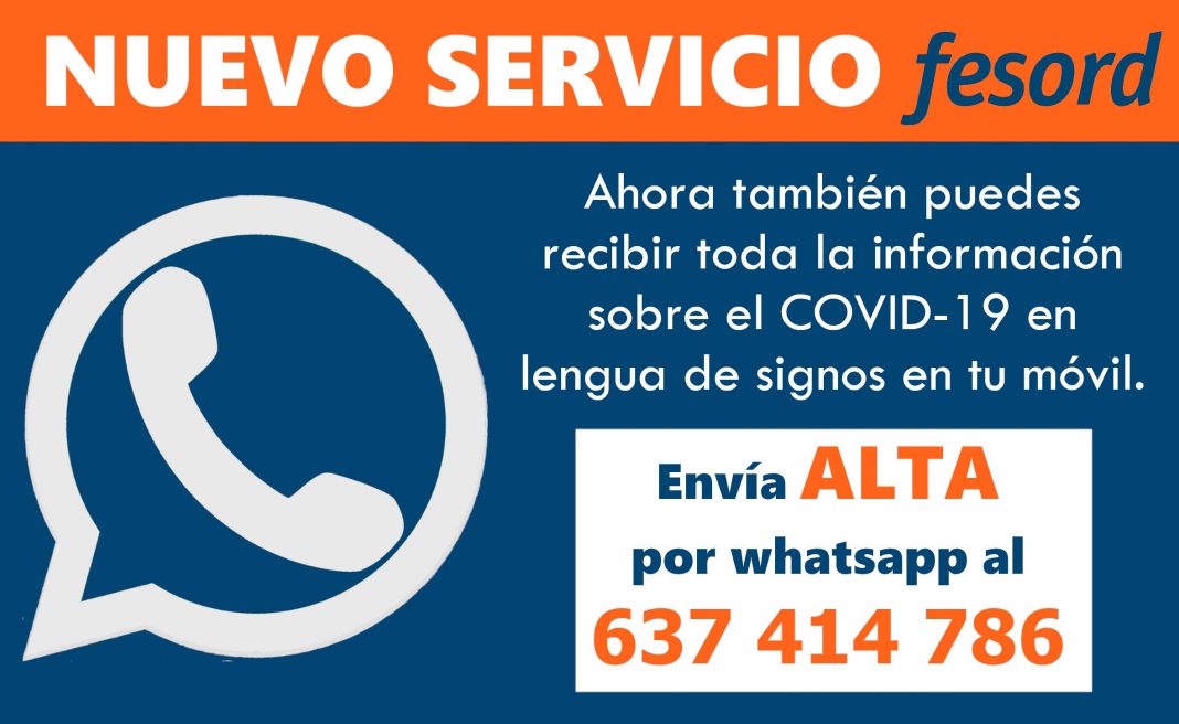 Desde la Federación Valenciana de personas sordas lanzan un servicio de WhatsApp gratuito de información sobre el COVID-19