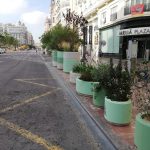 Los maceteros viajeros de la Plaza del Ayuntamiento provisional se mudan para la nueva obra