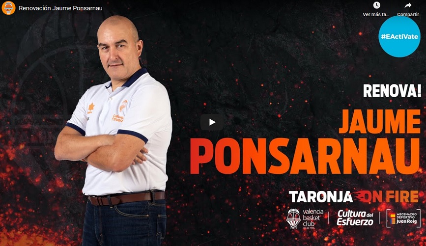Jaume Ponsarnau dirigirá por tercera temporada el primer equipo masculino de Valencia Basket