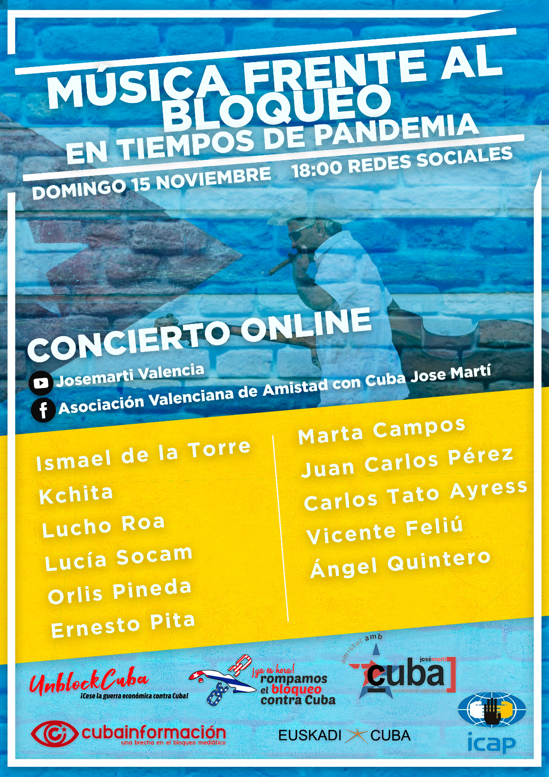 Un concierto online, organizado por la Asociación Valenciana de Amistad con Cuba José Martí