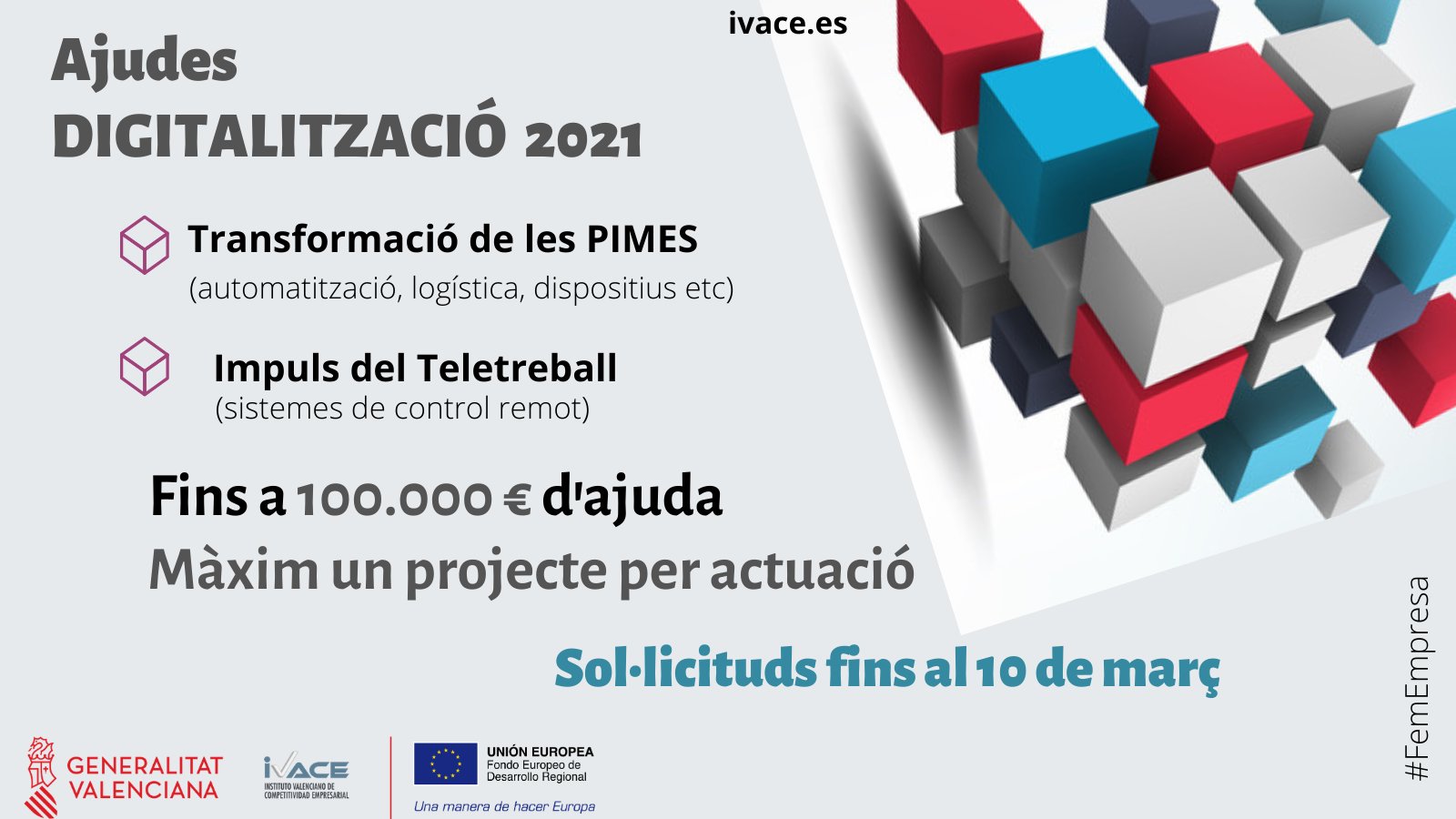 Ivace Innovación destina 12 millones de euros en ayudas para la transformación digital y reforzar el teletrabajo en las pymes