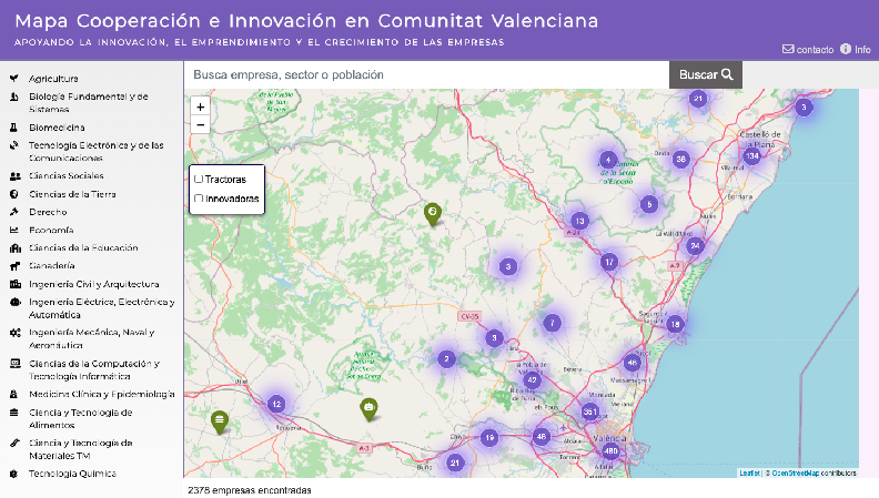 Comunitat crean el Mapa de Cooperación Empresarial e Innovación con cerca de 2.400 empresas innovadoras y tractoras