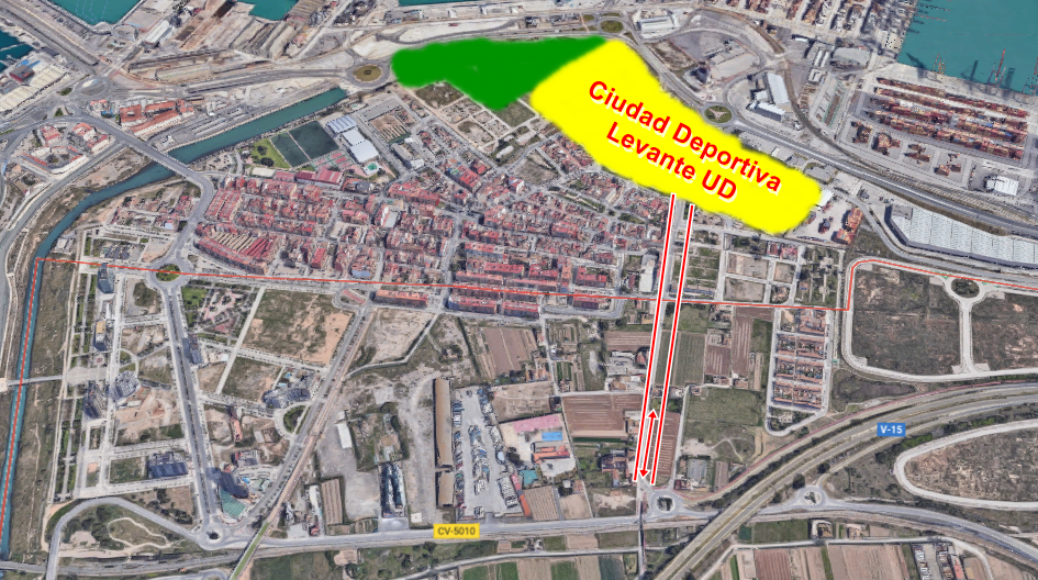 El Ayuntamiento proyecta eliminar huerta de la Punta con un nuevo vial de acceso a la futura Ciudad deportiva del Levante UD