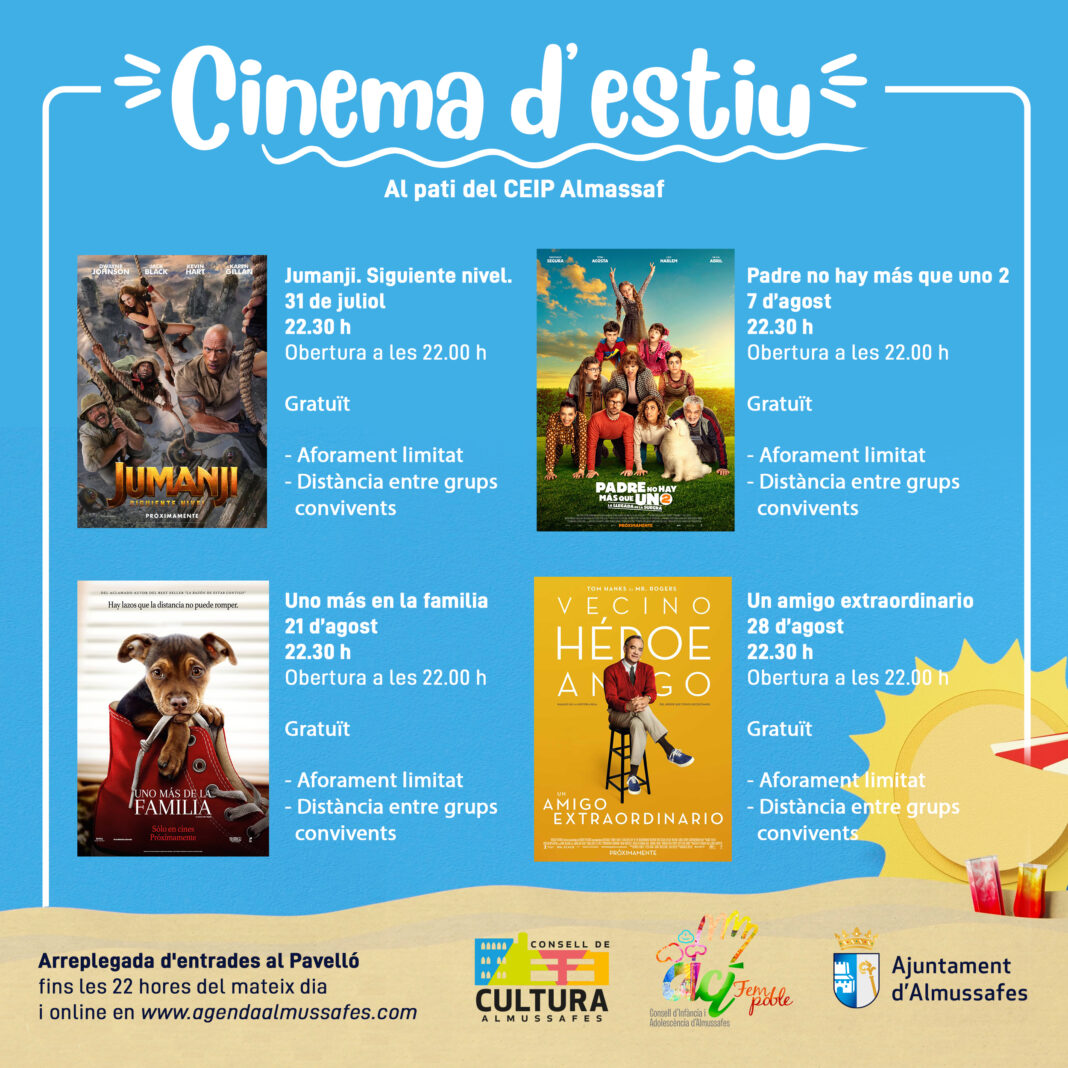 El cine de verano regresa a Almussafes con cuatro películas para el público familiar