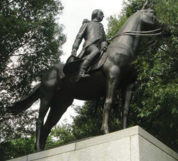 Fotografía del monumento a Bernardo de Gálvez que los reyes de España inauguraron solemnemente en su primera visita a Washington en 1976.