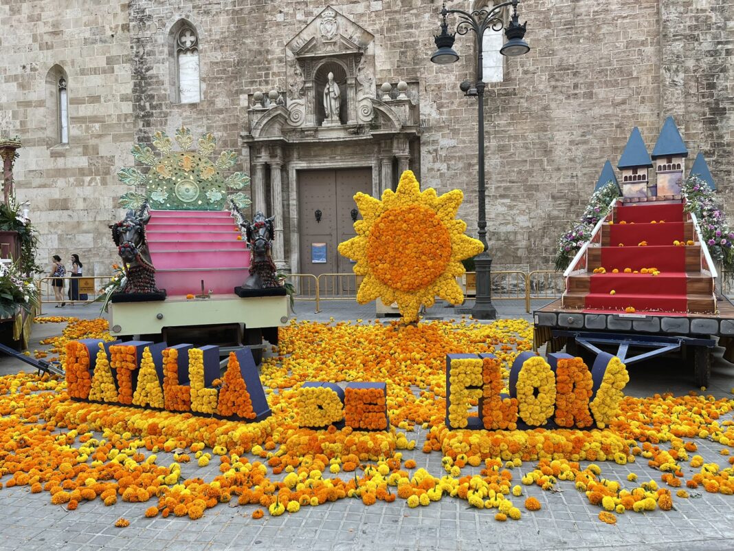 Tagetes en San Agustín para conmemorar la Batalla de Flors