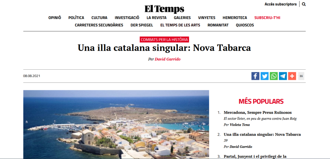 El Diario .cat subvencionado por Chimo Puig situa la isla de Tabarca en els 