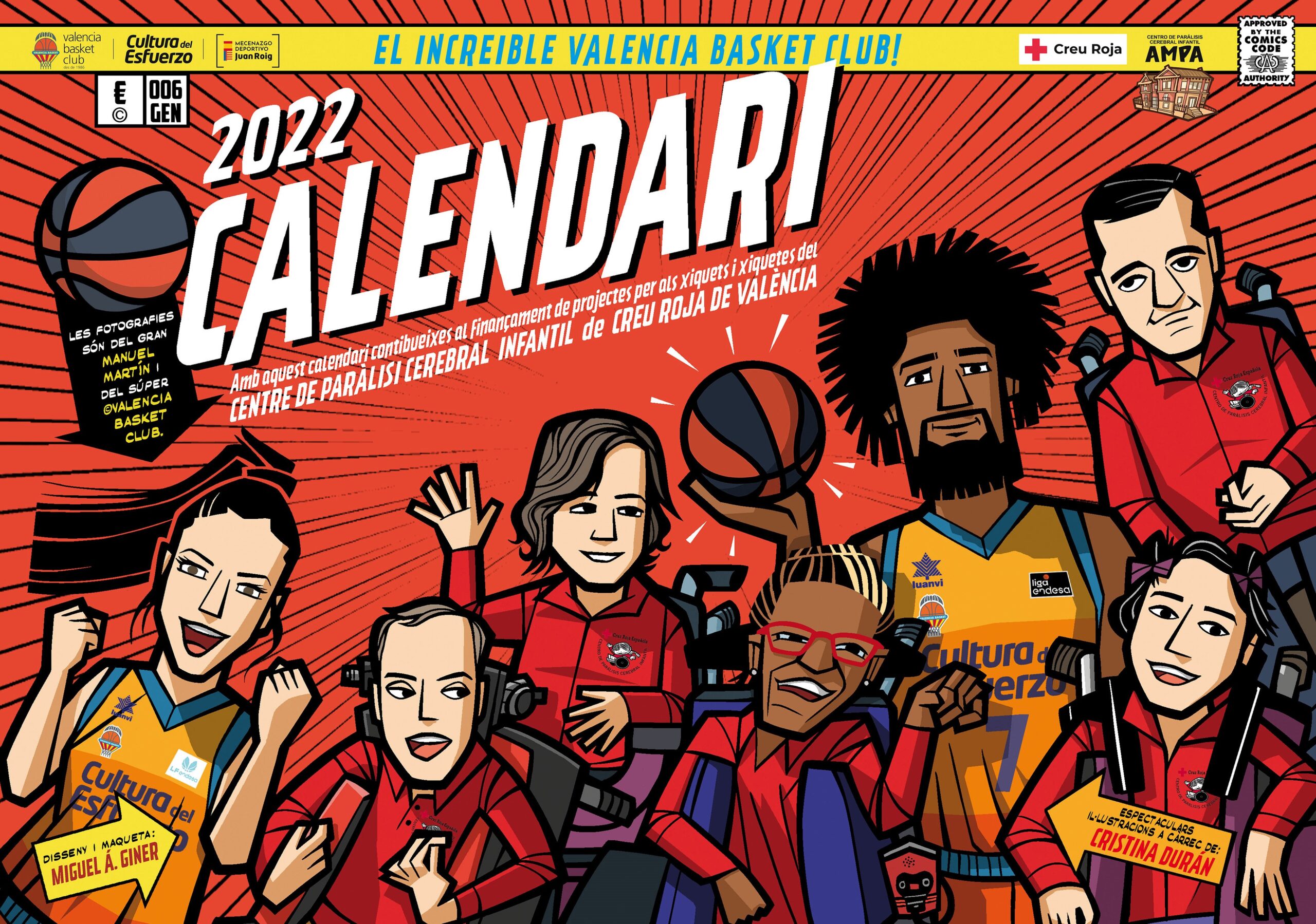 Desvelada la portada del Calendario Solidario 2022 del Valencia Basket y el CPCI Cruz Roja