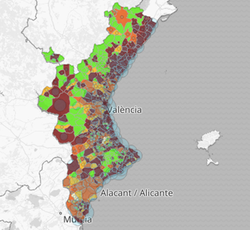 180 poblaciones superan la Incidencia Acumulada COVID de 250 en la Comunitat Valenciana