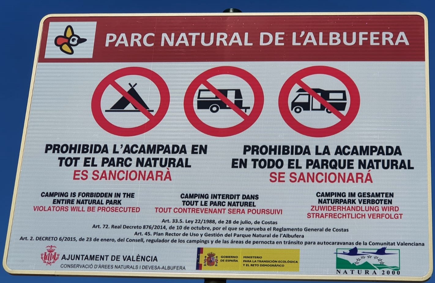 La Policía Local intensifica el control de acampadas en el Saler tras las múltiples denuncias vecinales y traslada el problema al Palmar
