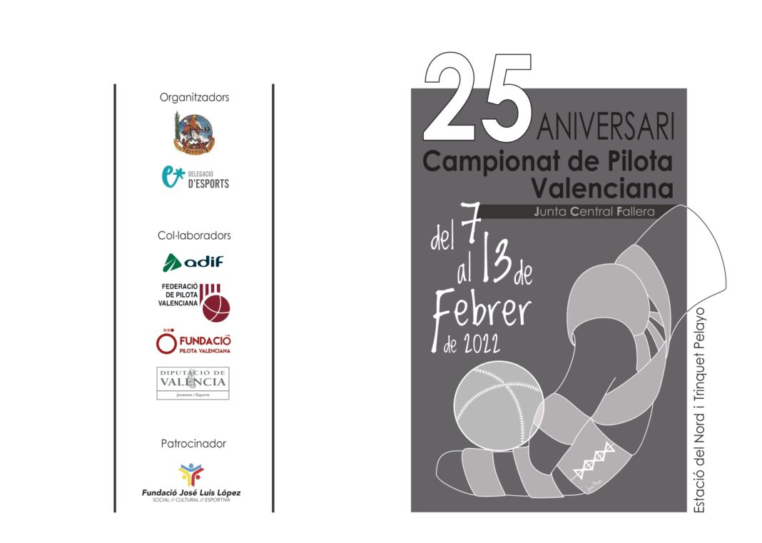 Junta Central Fallera conmemora el 25 aniversario del campeonato de Pilota valenciana con una semana de actividades del 7 al 13 de febrero