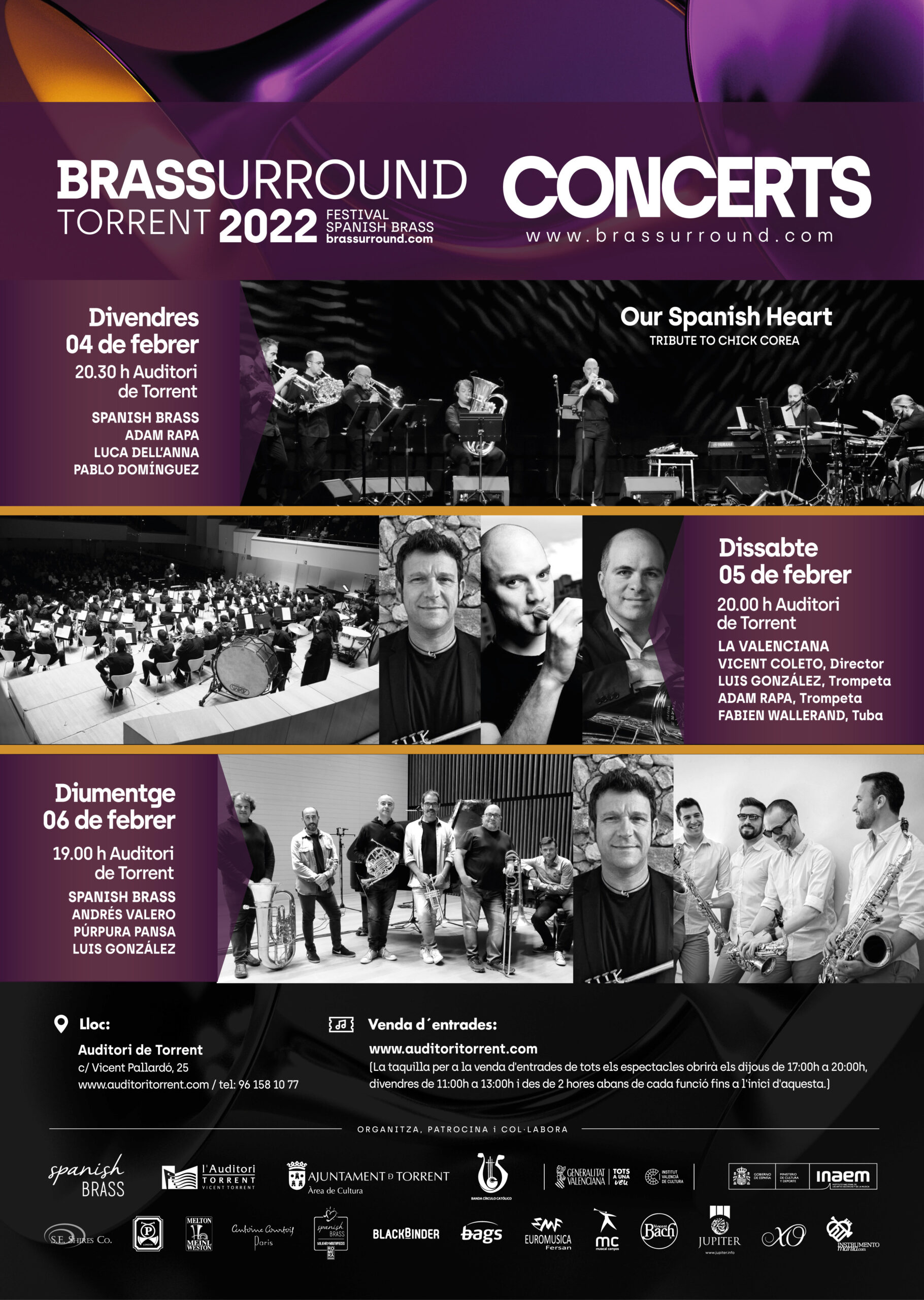 El XV aniversario del Festival Brassurround llegará a l’Auditori de Torrent los días 4, 5 y 6 de febrero