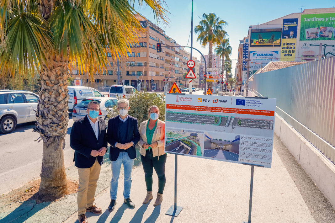 La Generalitat iniciará este año las obras de supresión del paso a nivel del TRAM d'Alacant y del acceso inferior en la avenida de Beniardá en Benidorm