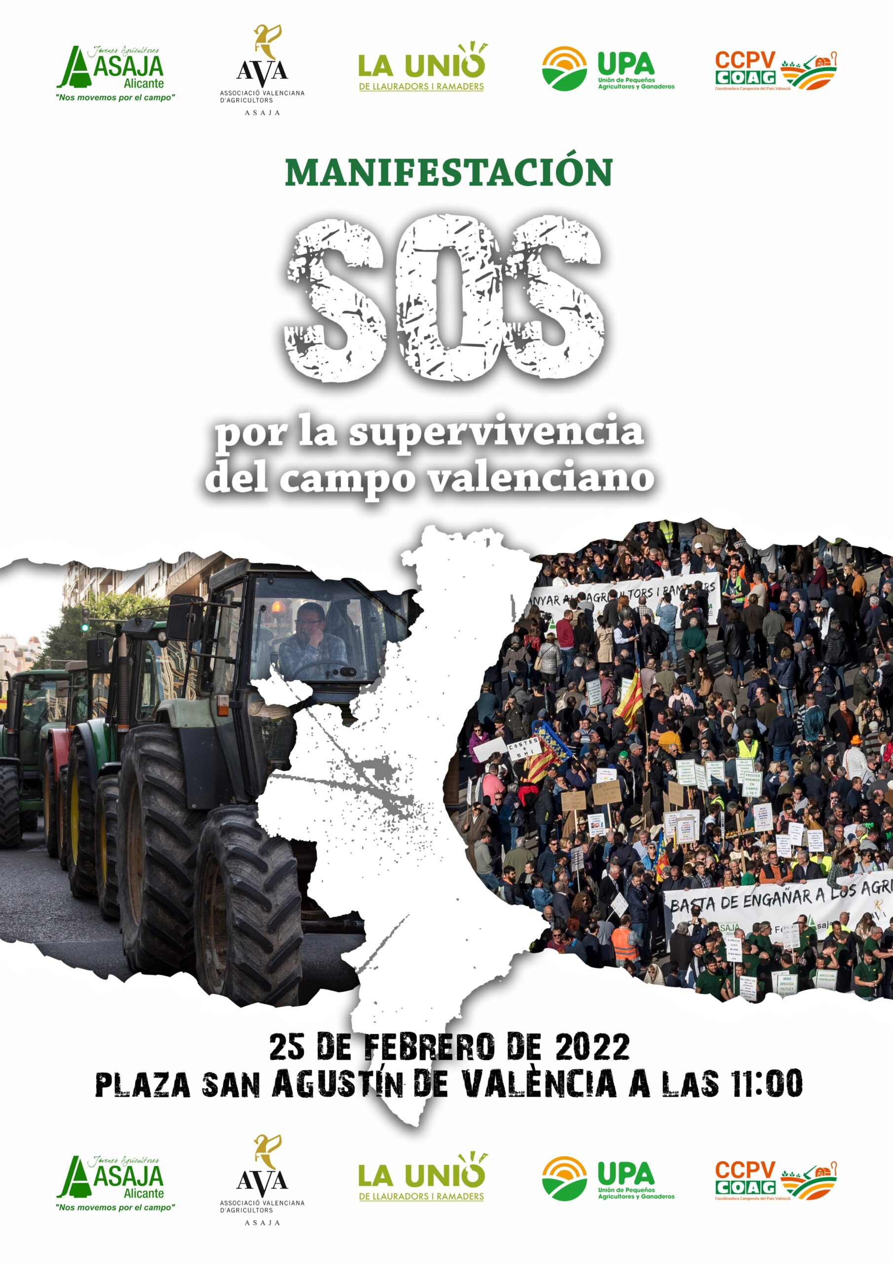 Respaldo masivo a la manifestación del viernes bajo el lema "S.O.S.: por la supervivencia del campo valenciano"