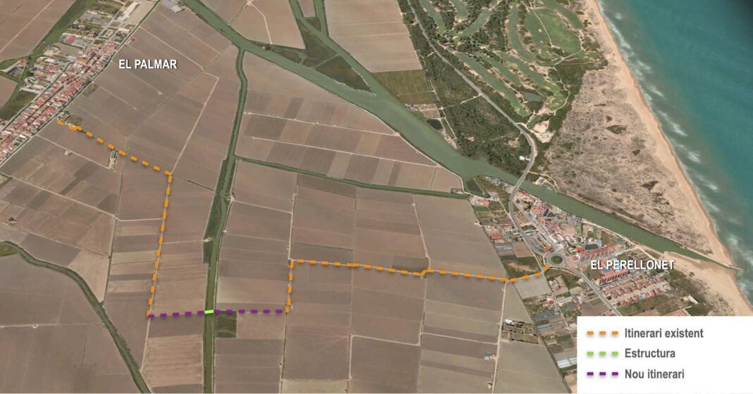 El Ayuntamiento plantea una senda ciclopeatonal entre El Palmar y El perellonet que se podría utilizar 9 meses al año