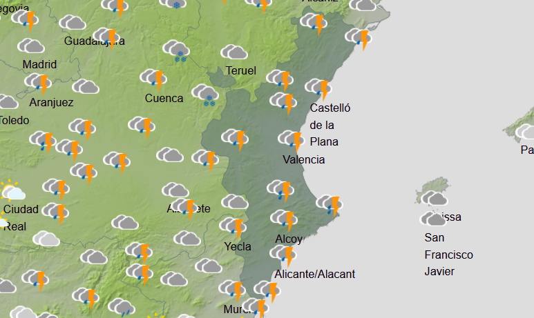El domingo se cierra con lluvias débiles generalizadas y moderadas en la Ribera Baixa