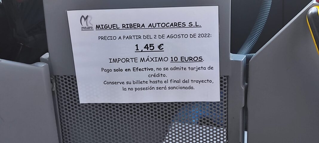 Muchas concesionarias de líneas de transporte de la Generalitat Valenciana han subido el precio de billetes y abonos cerca de un 8%