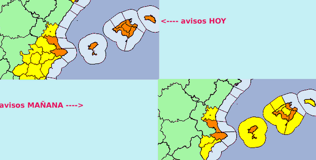 Activada la preemergencia por fuertes precipitaciones en Litoral Norte de Alicante y Litoral Sur de Valencia
