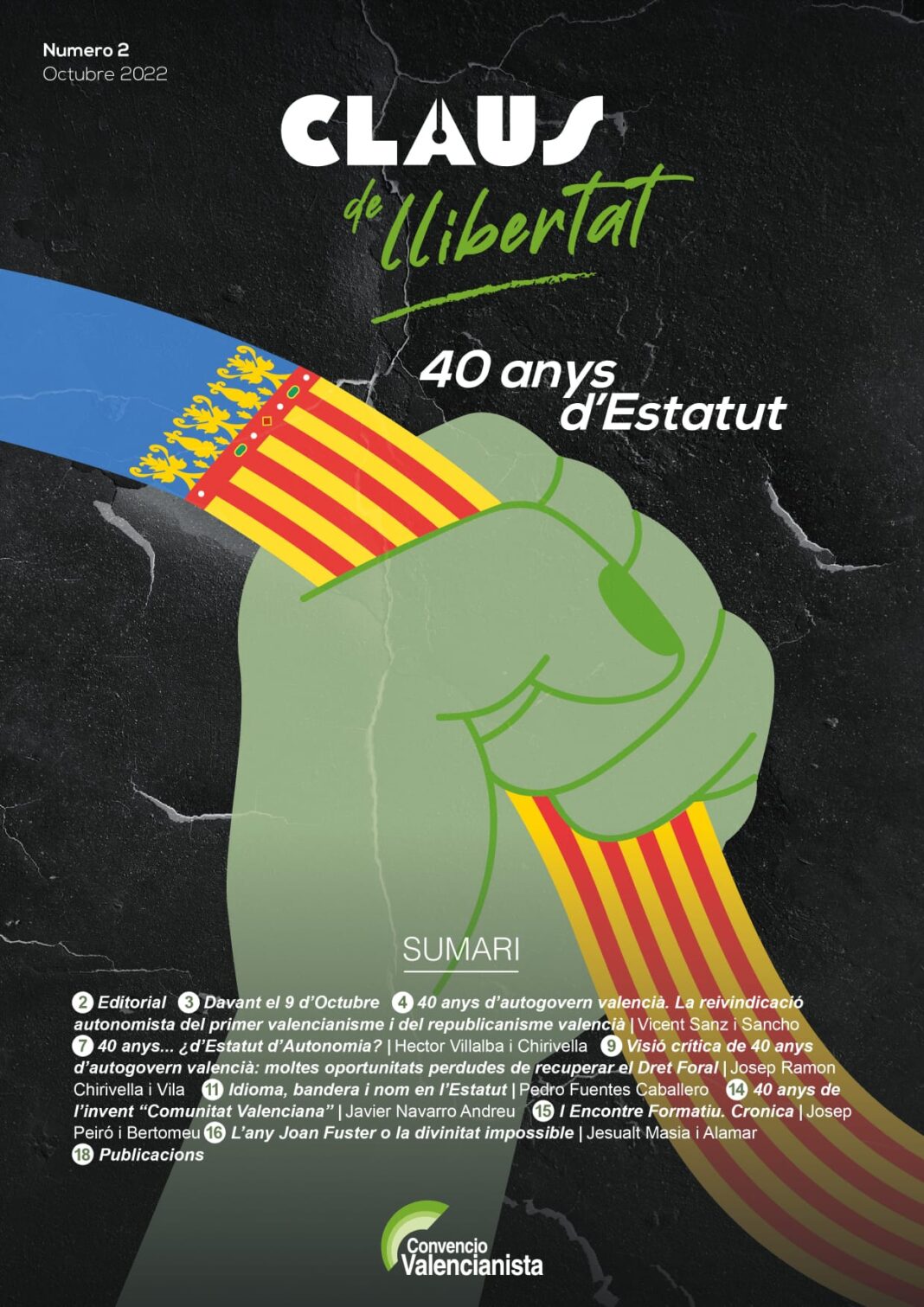 Convencio Valencianista publica el número 2 de Claus de Llibertat en motiu del 40 aniversari de l'Estaut d'Autonomia