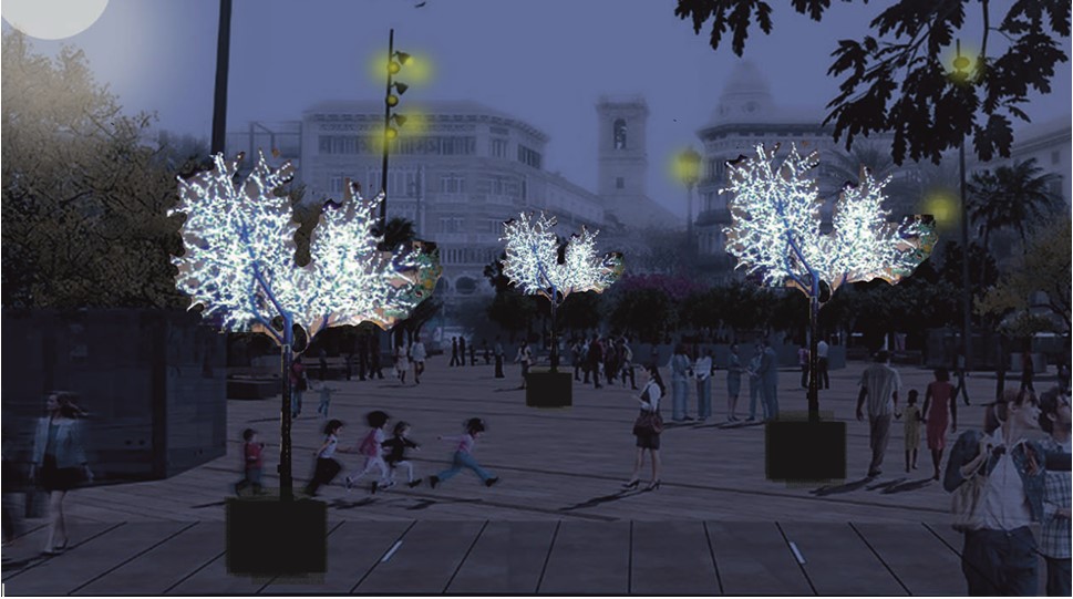 Vuelve el árbol de Navidad a la Plaza del Ajuntament con la iluminación de Navidad