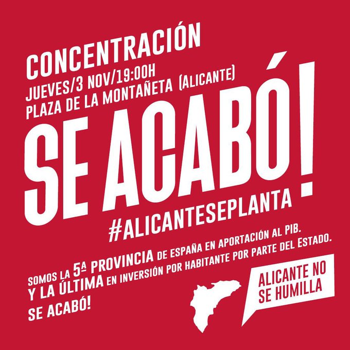 Alicante se planta ante los Presupuestos Generales del Estado de 2023 y dice 