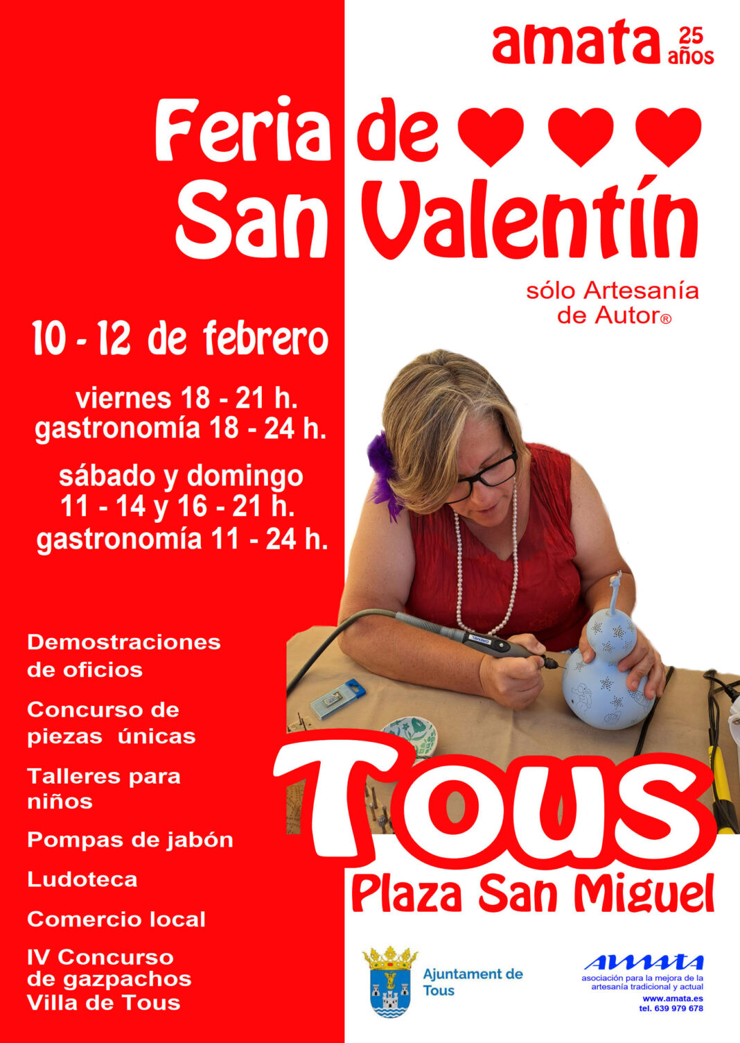 Feria de San Valentín en Tous con artesanía, Concurso de Gazpachos y gastronomía