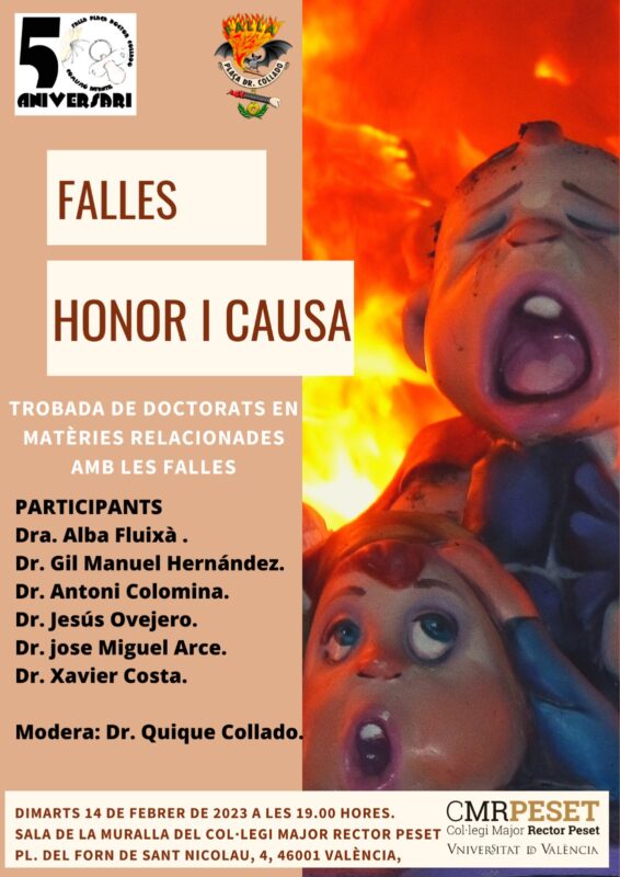La Falla del Doctor Collado celebrará una mesa redonda de doctores cuyas tesis analizan aspectos de las Fallas