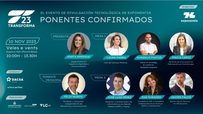 El evento de divulgación tecnológica Transforma23 reunirá a expertos de alcance internacional en Valencia.