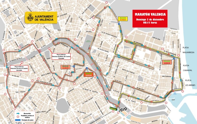 El dispositivo especial para el Maratón Valencia pone en las calles más de 500 agentes de Policía y 32 líneas con itinerarios alternativos