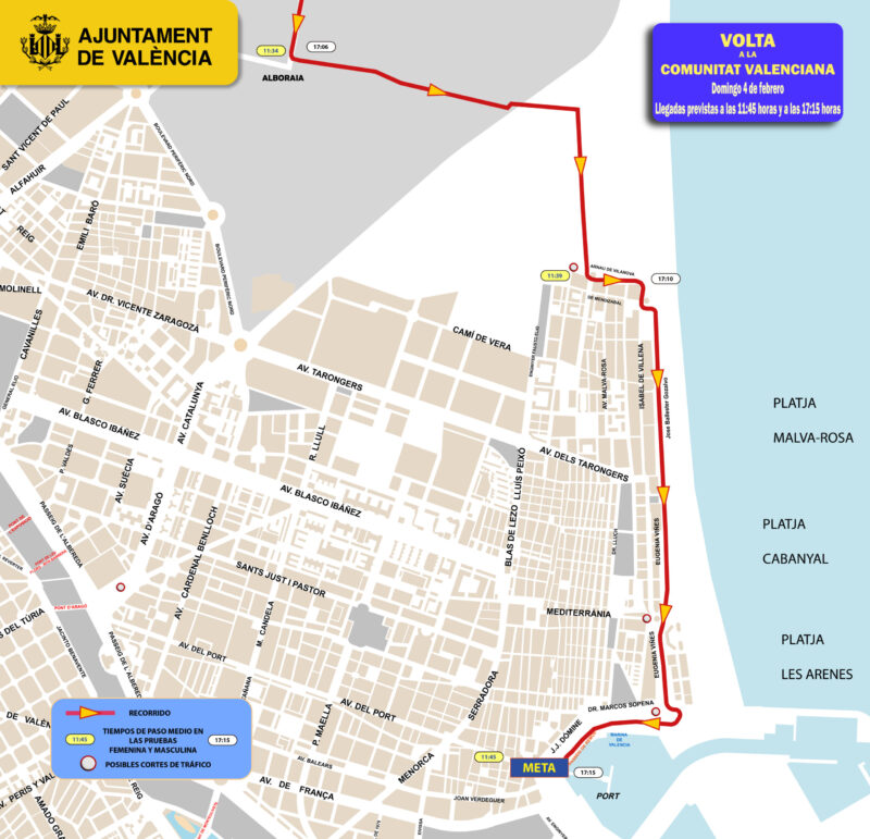 La Marina de Valencia será la meta de dos pruebas ciclistas profesionales este domingo