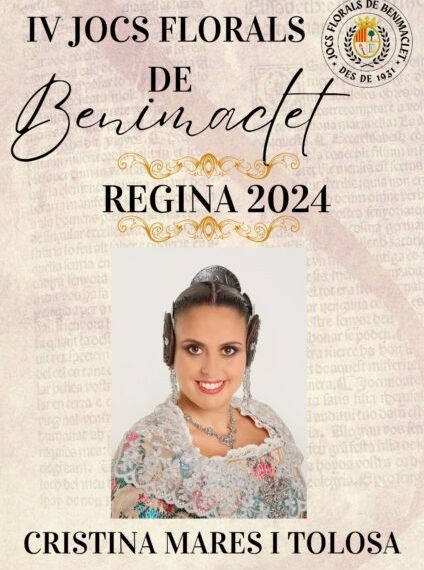 Cristina Mares i Tolosa nombrada Reina de los IV Juegos Florales de Benimaclet