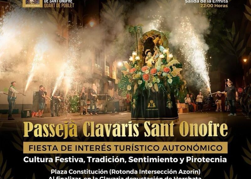 Vuelve la Passejà de los Clavarios de Sant Onofre de Quart de Poblet y su Tardeo Remember en Agosto