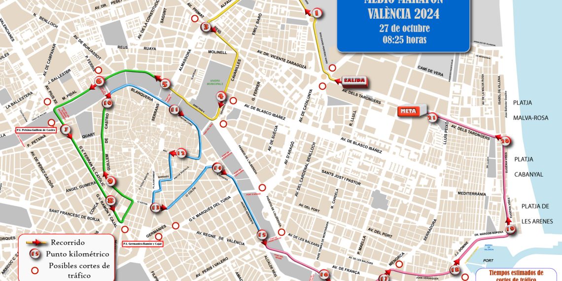 Valencia prepara un dispositivo de tráfico para el medio maratón, que se celebra este domingo