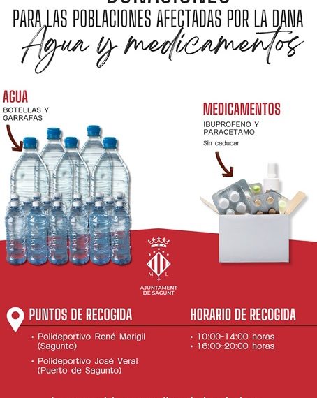 El Ayuntamiento de Sagunto se vuelca con los municipios afectados por las lluvias