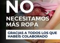 El Ayuntamiento de Torrent, gracias a la gran colaboración de empresas y particulares, solicita que no se entregue más ropa debido al excedente acumulado
