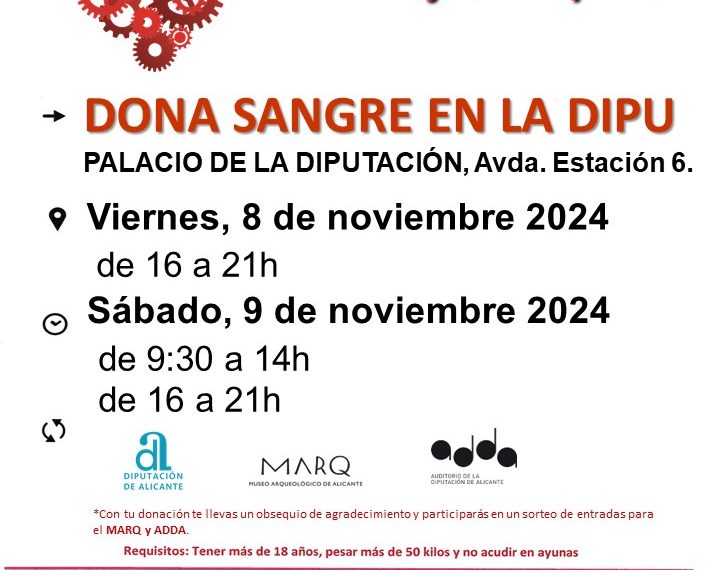 La Diputación de Alicante acoge este fin de semana su tradicional Maratón de Donación de Sangre