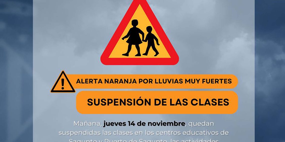 El Ayuntamiento de Sagunto suspende las clases este jueves
