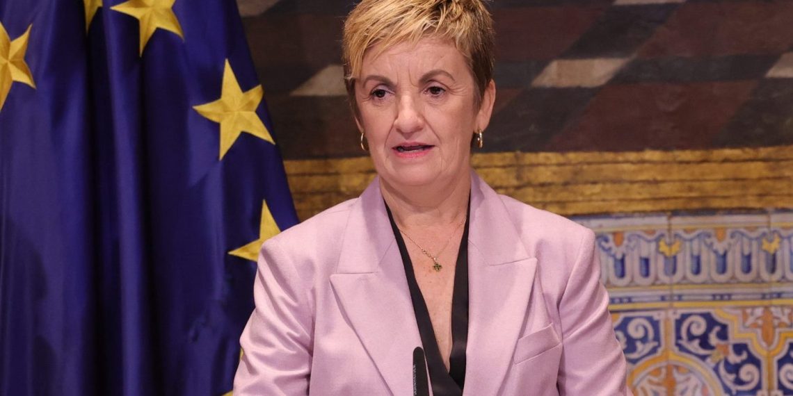 Marián Cano, consellera de Innovación, durante la presentación de los proyectos municipales de prevención de catástrofes naturales en la Comunidad Valenciana.