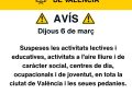 El Ayuntamiento de Valencia mantiene las medidas de emergencia para mañana jueves 6 de marzo