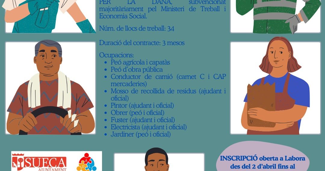 Sueca contratará a 34 personas a través del Plan de Empleo Estatal DANA