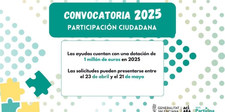 La Generalitat destina cerca de un millón de euros a las entidades ciudadanas y vecinales para impulsar la participación ciudadana