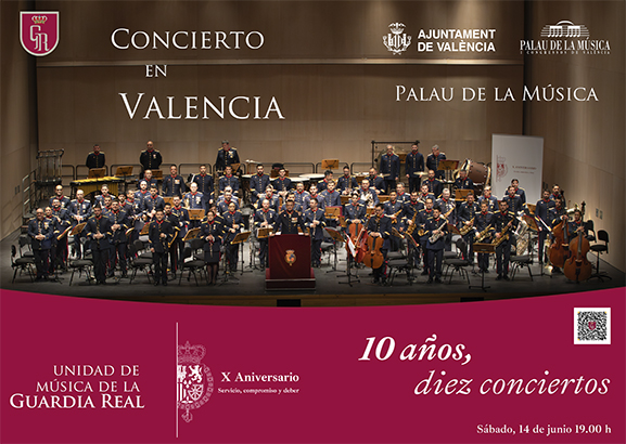 La Guardia Real interpreta en el Palau de la Música “Diez años, diez conciertos” con motivo del décimo aniversario de la proclamación del rey Felipe VI