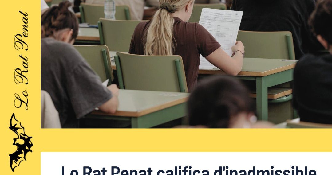 Lo Rat Penat califica d’inadmissible que en l’examen de la PAU apareguen autors catalans