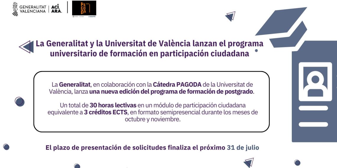 La Generalitat y la Universitat de Valencia promueven una nueva edición del programa universitario de formación en participación ciudadana
