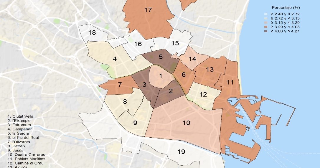 Algirós, el distrito más envejecido de Valencia, concentra un 26,6% de población mayor de 65 años